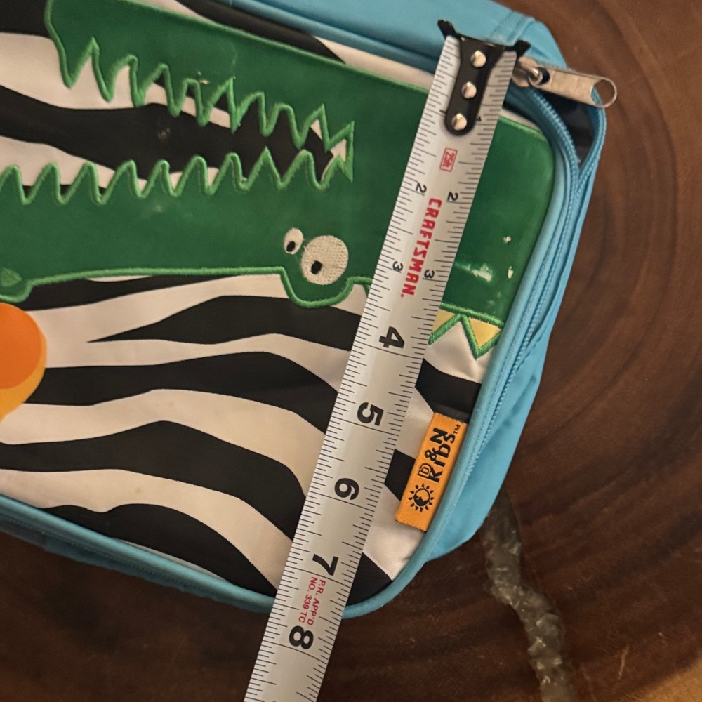 Zebra Turquoise Blue Insulated Lunch Bag Handle Zipper Closure Alligator Bird - Picture 7 of 7